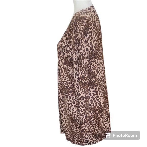 Soma Super Soft Longline Leopard Print Cardigan Sweater Size Medium - Picture 3 of 9